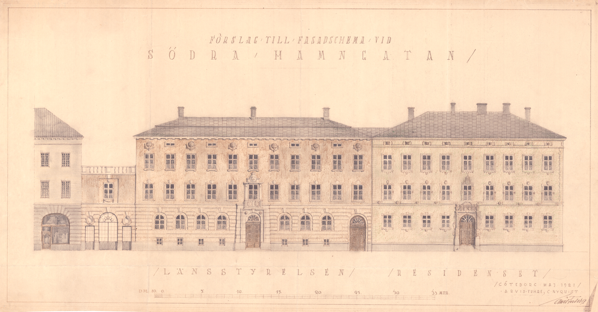 Förslag till arkitektonisk reglering av byggnadskvarteren vid Södra Hamngatan. Fasadschema. Beskrivning.
