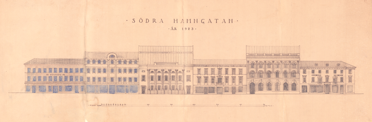 Förslag till arkitektonisk reglering av byggnadskvarteren vid Södra Hamngatan. Fasadschema. Beskrivning.