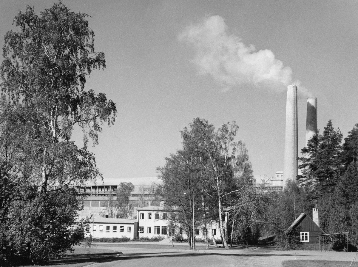 Stora Vika, vy mot cementfabriken (Skånska Cementaktiebolaget). 

Bebyggelse, industri, Cementa.