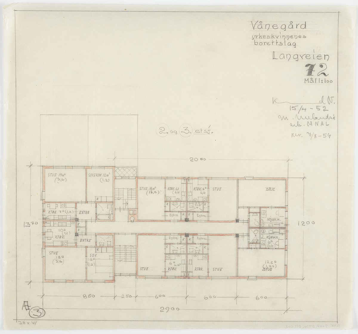 Vånegård, Yrkekvinnenes borettslag [Plan]