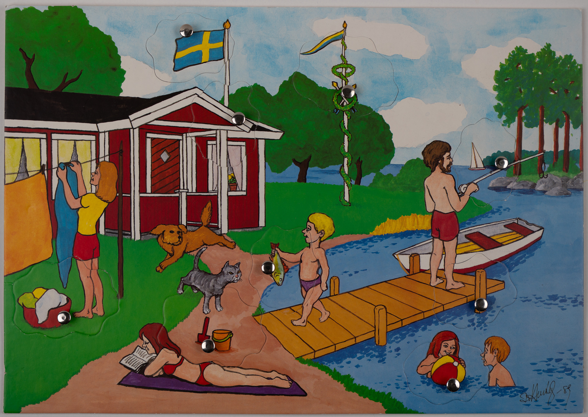 Pussel avsett för barn med tecken bakom luckorna.1989.