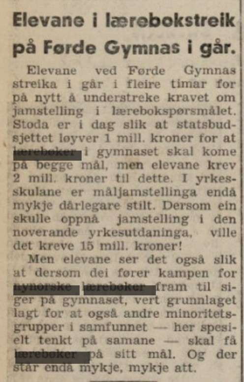 Filmopptak av ein demonstrasjon for læremiddel på nynorsk i Førde, 1971
