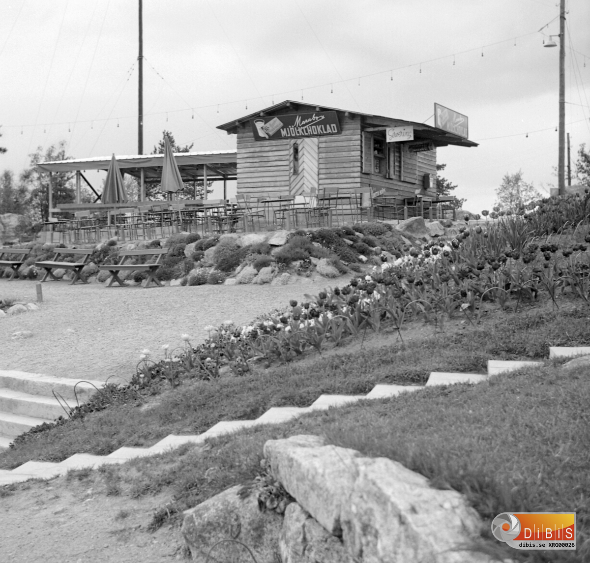 Östra Berget i Söderhamn. Serveringen. Bilden från 1960-talet