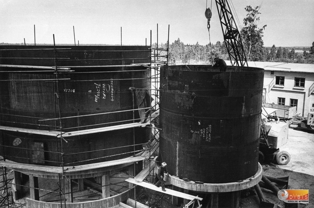 Norrsundets Sulfatfabrik. Uppförande av Kausticeringskärl, 1965.