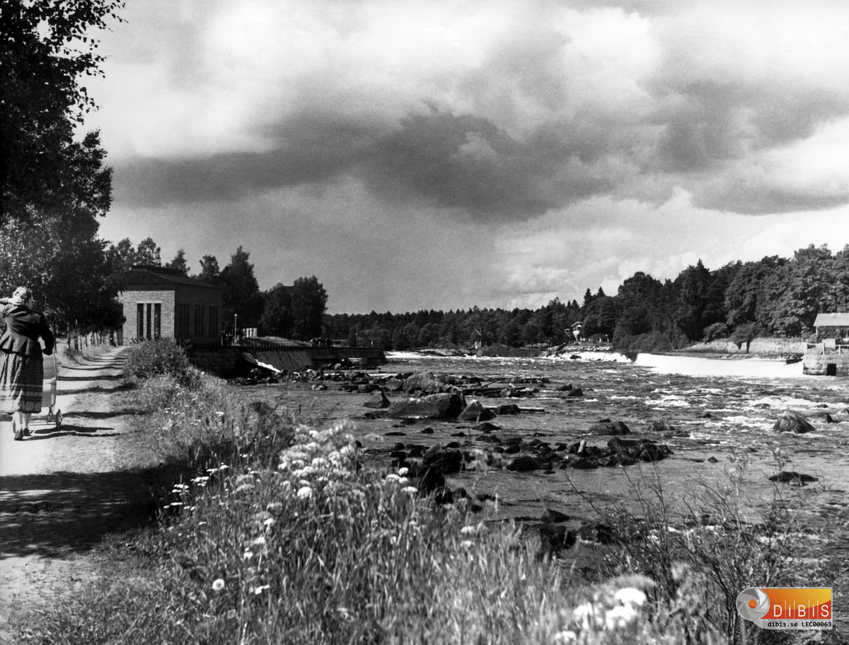 Ljusnan med södra stranden vid älvmynningen och Ljusne södra kraftstation till vänster  – en sommaridyll