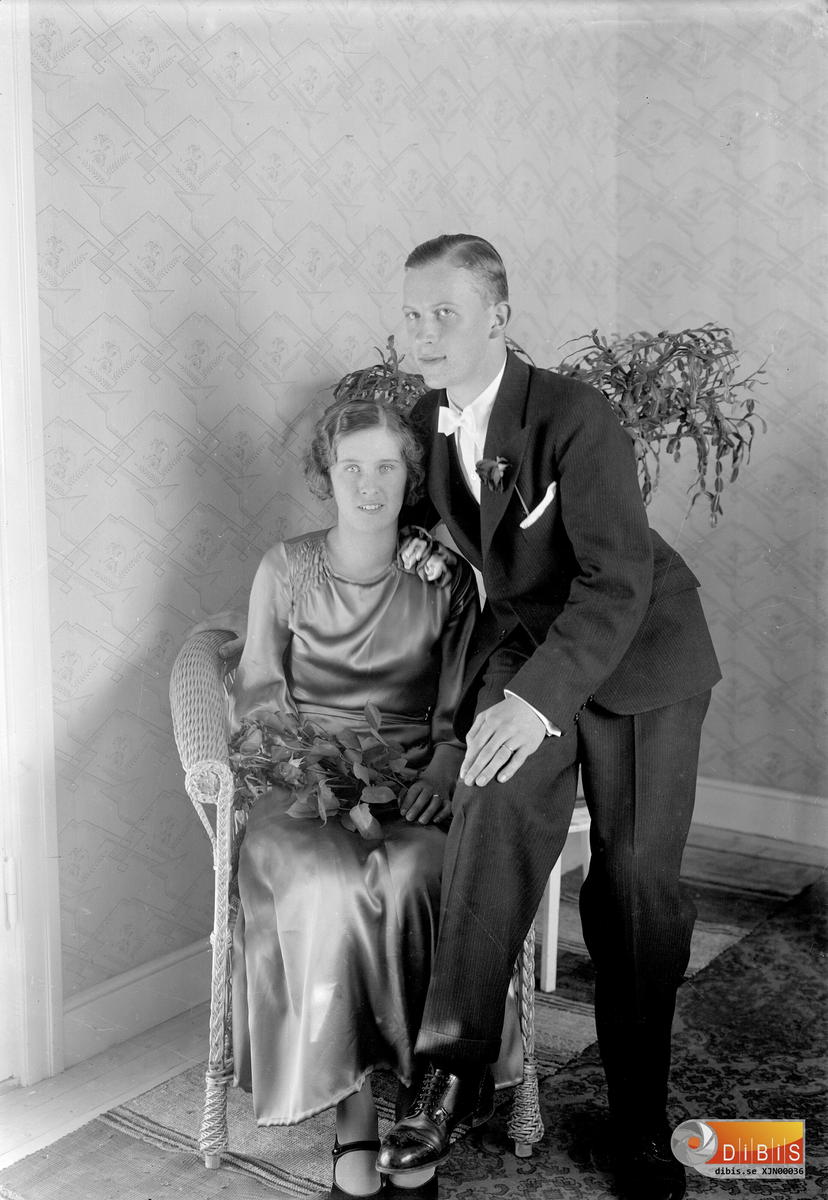 Bröllopsfoto på Stig och Elsa Ellgren född Nilsson.
