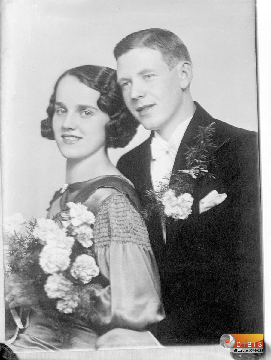 Brudparet Roland o Emmy Svensson, Roland f 1910 i Marma och Emmy f  Östansjö 1913 i Bergvik.