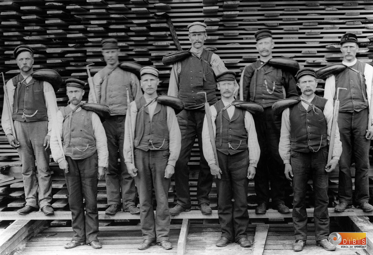 Kilafors såg 1899. Gruppbild, stabbläggare.