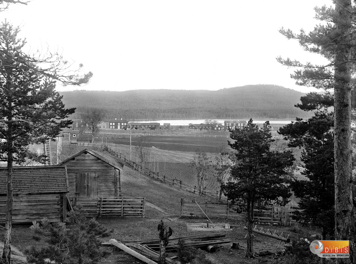 Vy från Nilses över Västra Höle, med Bengtes och Utegården i bakgrunden.