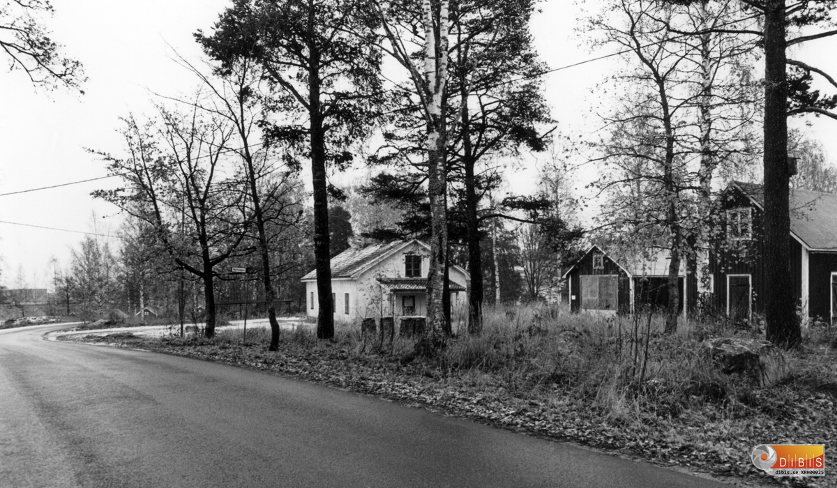 Översiktsbild över "Labbe". Hus 561 till vänster och hus 560 i bildens mitt med adress Masugnsvägen 17 Söder Ljusne byggdes omkring 1875 av ägarna till Sörljusnes järnbruk. Användes från början troligen till kollabbe (övernattningsställe för kolkörare) och snickeriverkstad (tillverkade bl a likkistor) och senare till bostadshus.