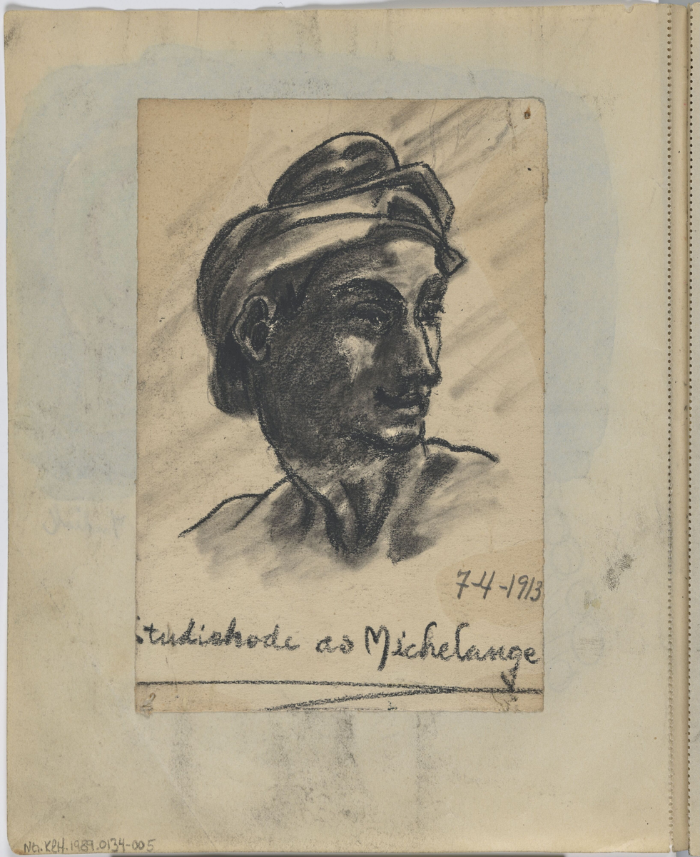 Studiehode av Michelangelo [Tegning]