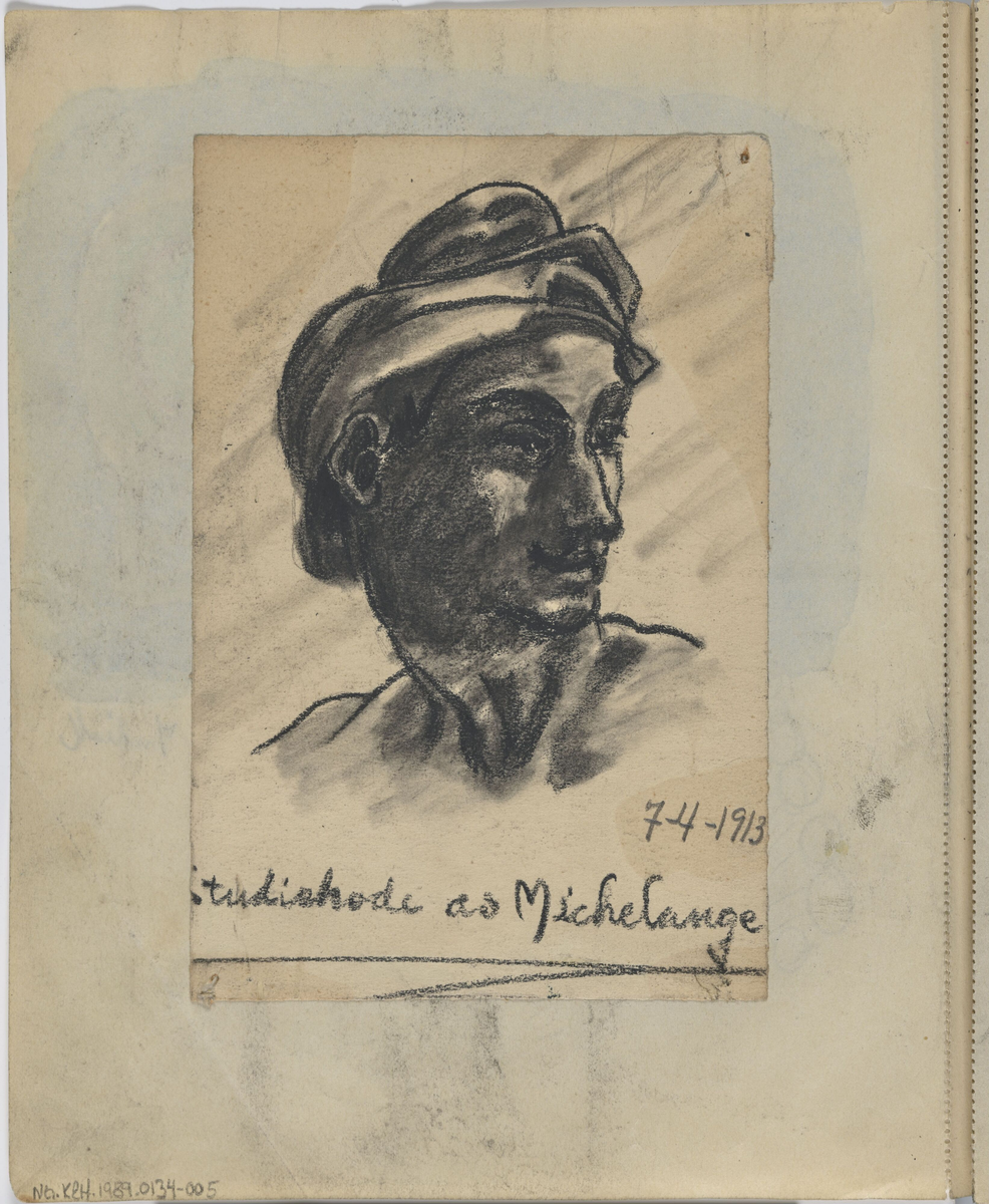 Studiehode av Michelangelo [Tegning]