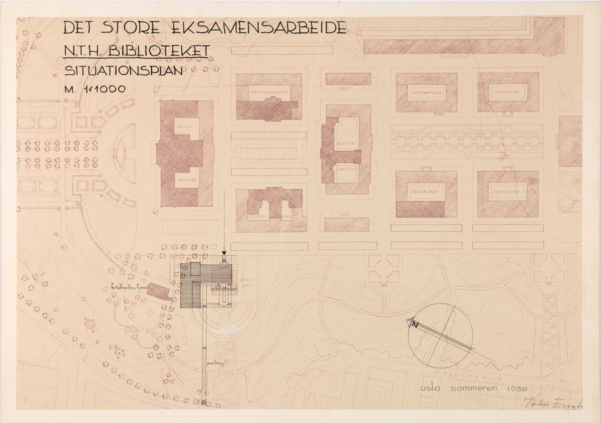 Utkast til bibliotek for NTH, situasjonsplan [Studentarbeid]