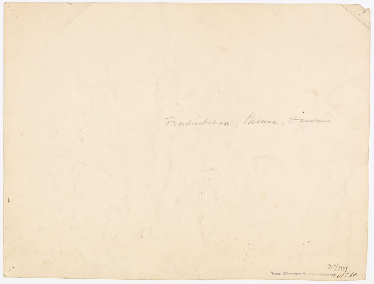 Karikatyr över S:t Göran och draken. Till vänster Prinsessan som står på en liten scen dekorerad med teatermasker. Till höger Riddaren på sin häst som svingar sitt svärd mot draken. Draken har ett människohuvud och en lång draktunga.
