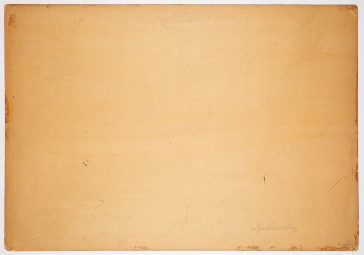 Öppen plats med bebyggelse omkring. Husen i framkanten på vadera sidan har dörröppningar. På höger sida leder en lång trappa upp till en dörröppning. I bakgrunden vatten, en gondol skymtar och utanför syns silhuetten av ytterligare bebyggelse bl a en kyrka. Husen är i brunrosa, svart och vitt. Blågrått vatten och blågrå himmel.  Liknar 97/1989
