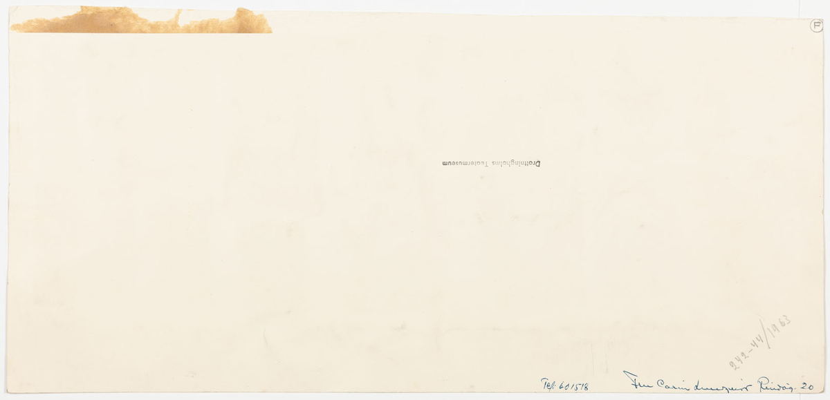 Flera urklipp med skissade studier av manshuvud och helfigurer påklistrade på en större kartong. 