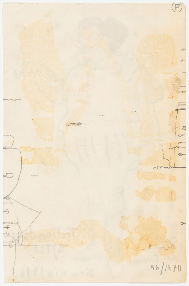 En man avbildad i helfigur med ansiktet till höger. Han är iklädd renässanskostym med trikåer, kortbyxor, doublet-tröja, pipkrage och mantel. Han har pipskägg och mustasch.
