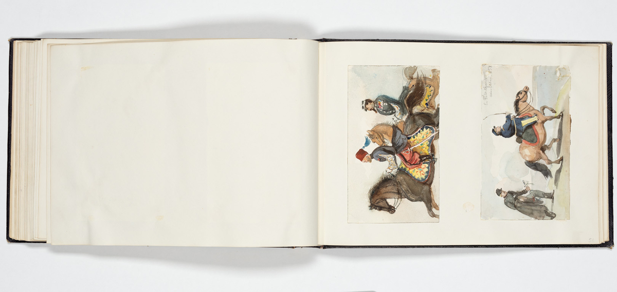 En uniformerad man som ramlat på alla fyra och över honom faller en svartklädd kvinna. Tre kvinnor i aftonklänningar sitter bakom på en bänk och ser förskräckta på det som händer.
