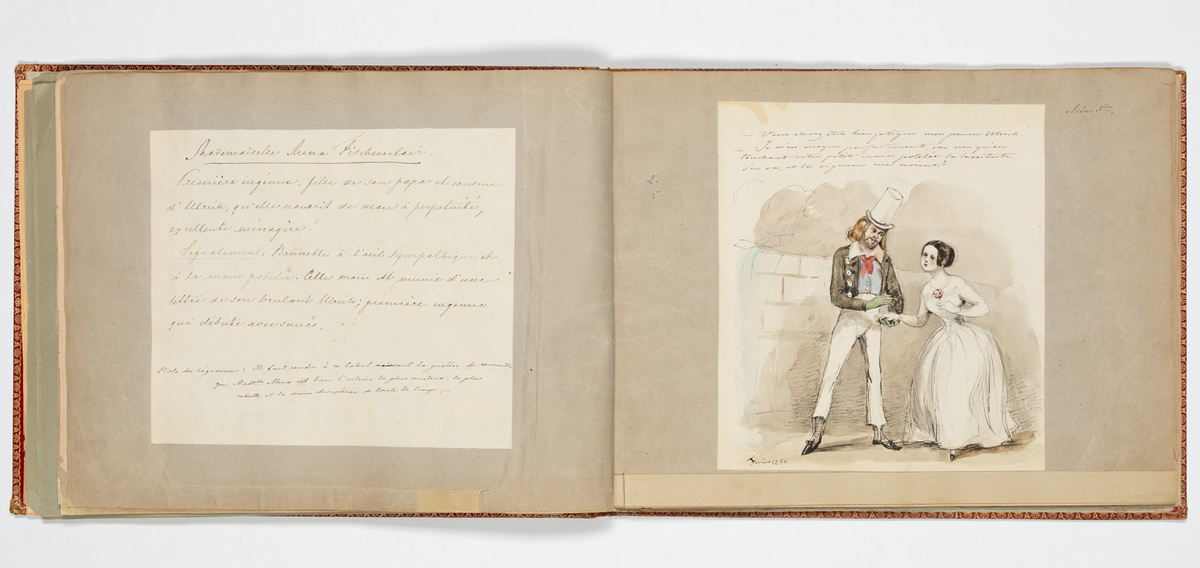 Album med flera teckningar av karaktärer och scener
