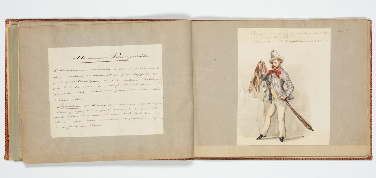 Album med flera teckningar av karaktärer och scener
