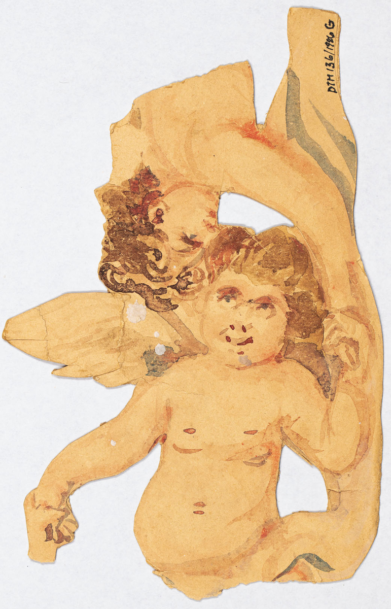 Två keruber. Ena sidan är tydligare bemålad.
