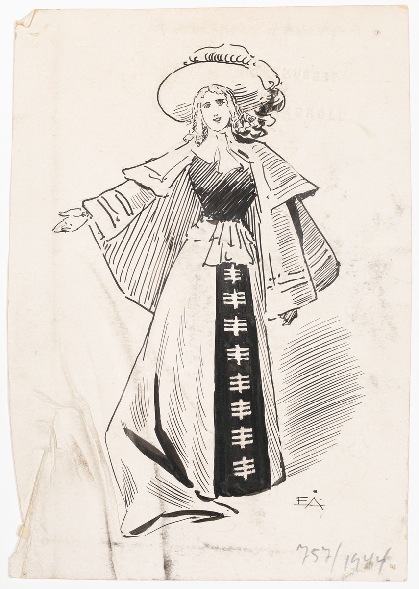 Ung dam i 1600-talsdräkt.
