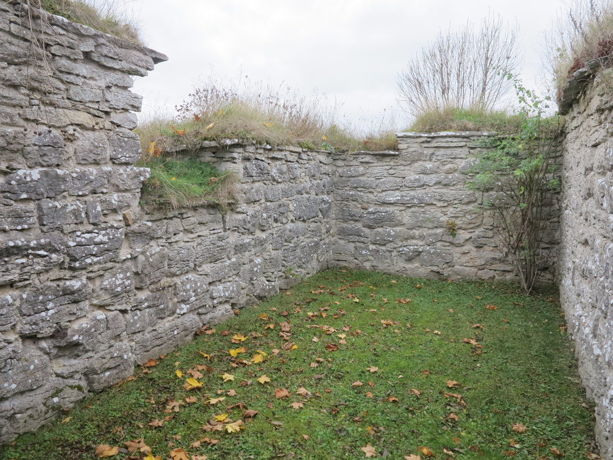 Lau kastal och prästgårdsruin.

Ruin av medeltida stenhus jämte mindre markområde. Anläggningen utgörs av två sammanbyggda hus av olika ålder. Det äldre är en mellanform mellan kastal och ett förrådshus. Bottenvåningen, som ensam är bevarad, delas genom en kraftig mellanvägg i två lika stora tunnvälvda rum. Ingången är belägen i markplanet och för in till en smal korridor, som fortsätter i en murtrappa i den breda främre muren. Huset har sålunda haft ytterligare minst en våning. Typen överensstämmer nära med medeltidshuset vid Kastelle i Vamlingbo.

Det yngre huset, som begagnar det äldres sydmur som gavel, visar bostadshusets karaktäristiska kännetecken. Ingången på ena långsidan för in till en förstuga, varifrån dörrar lett in till den äldre byggnaden, dels till en liten kammare innanför förstugan och dels till en vardagsstuga med en stor eldstad till höger om ingången.