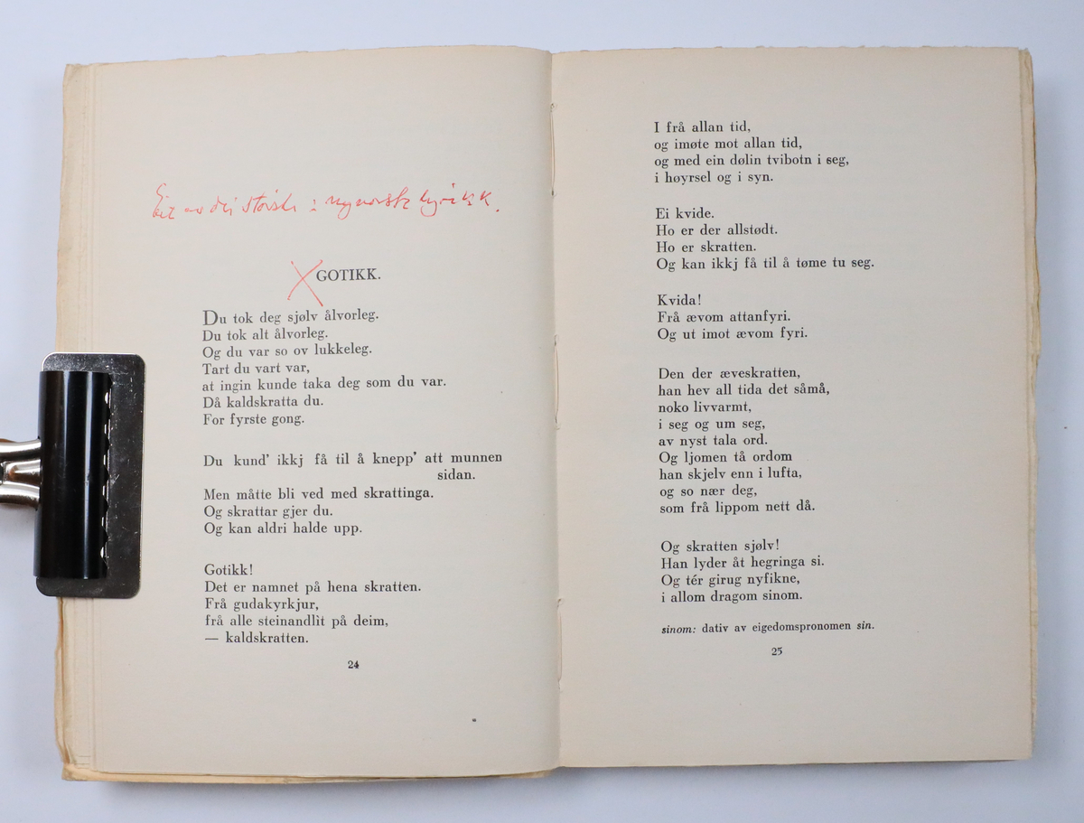 Bok frå boksamlinga til Olav H. Hauge