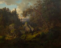 Bjørnefamilie på Krokskogen [Maleri]