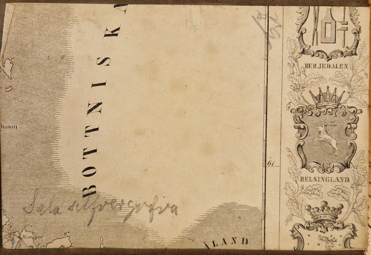Karta öfver landsvägarne uti Sverige och Norrige samt en del af Danmark. Sammandragen och graverad af C. F. Ström 1855. J. L. Brudins Bokhandel Stockholm. 2:dra öfversedda och betydligt tillökta upplagan. Tryckt hos C. F. Ström. Gåva av fru Alma Moberg 1908. Bokn. 115.
