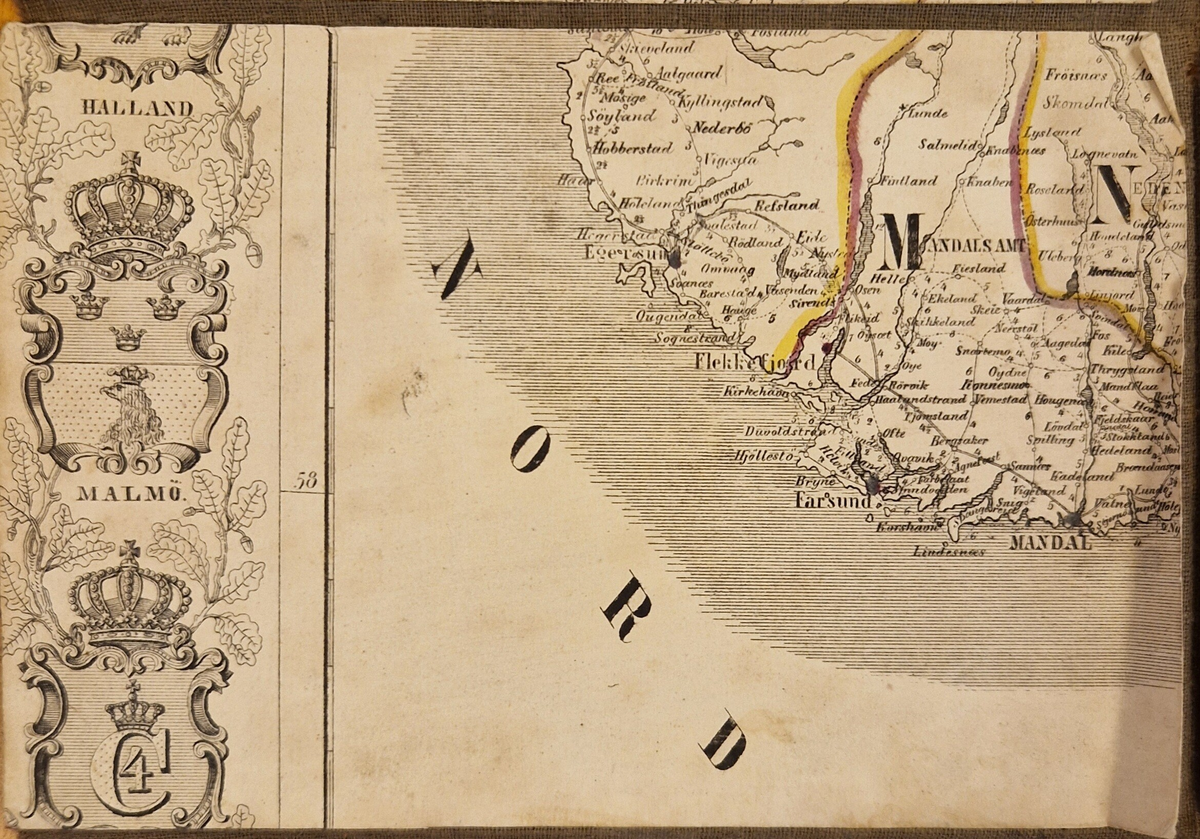 Karta öfver landsvägarne uti Sverige och Norrige samt en del af Danmark. Sammandragen och graverad af C. F. Ström 1855. J. L. Brudins Bokhandel Stockholm. 2:dra öfversedda och betydligt tillökta upplagan. Tryckt hos C. F. Ström. Gåva av fru Alma Moberg 1908. Bokn. 115.