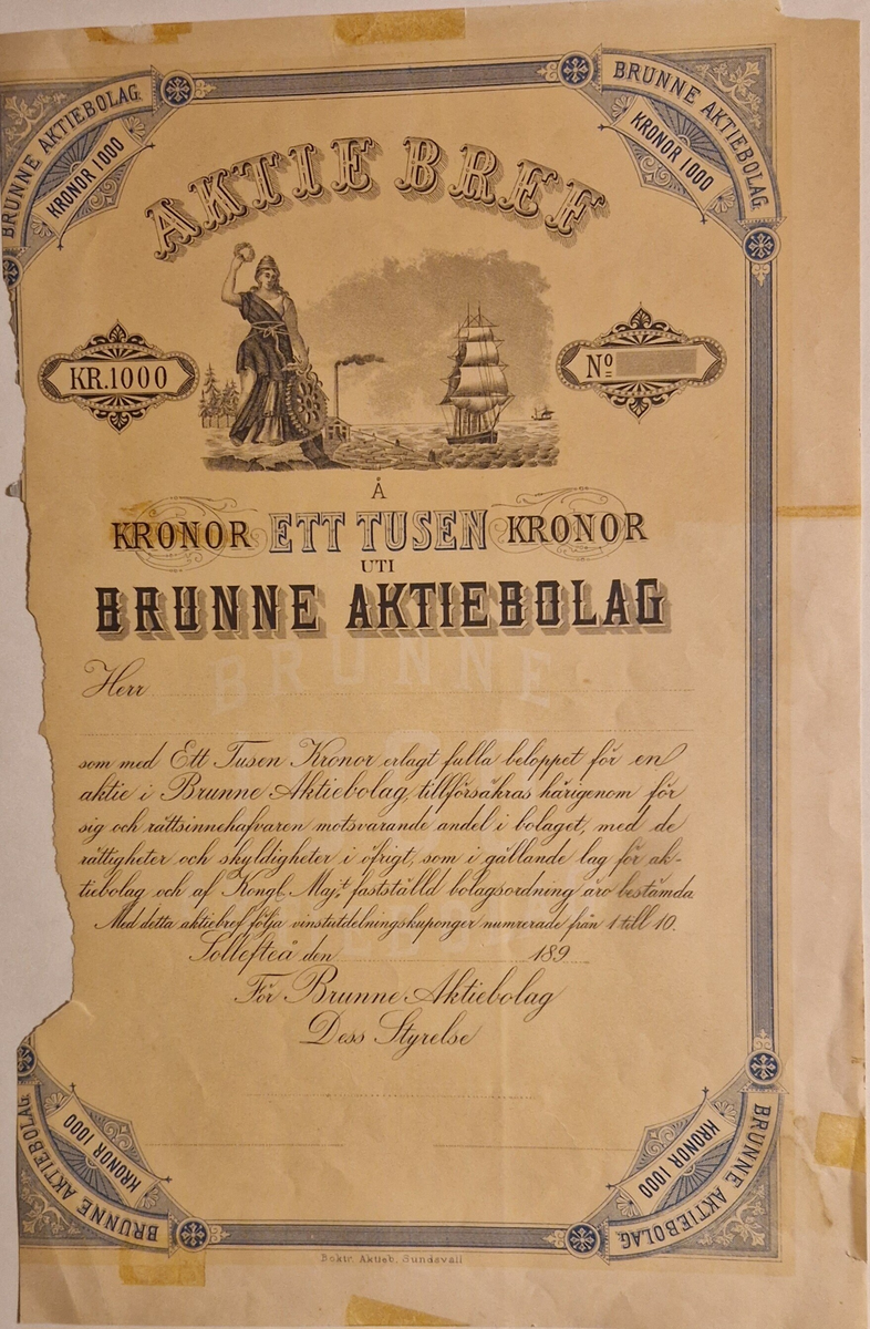 Aktiebrev, 13 stycken