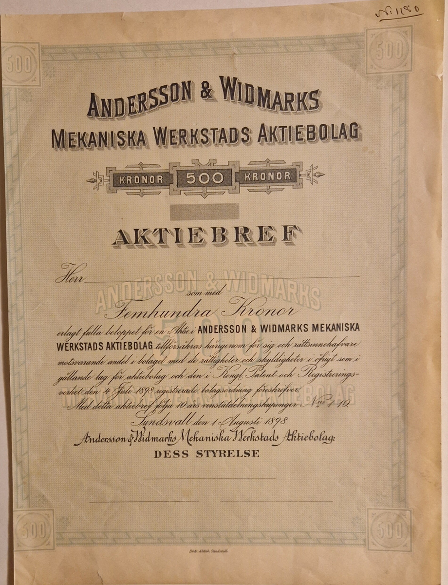 Aktiebrev, 13 stycken