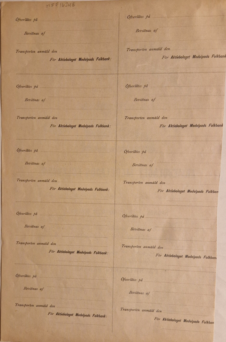 Aktiebrev, 13 stycken