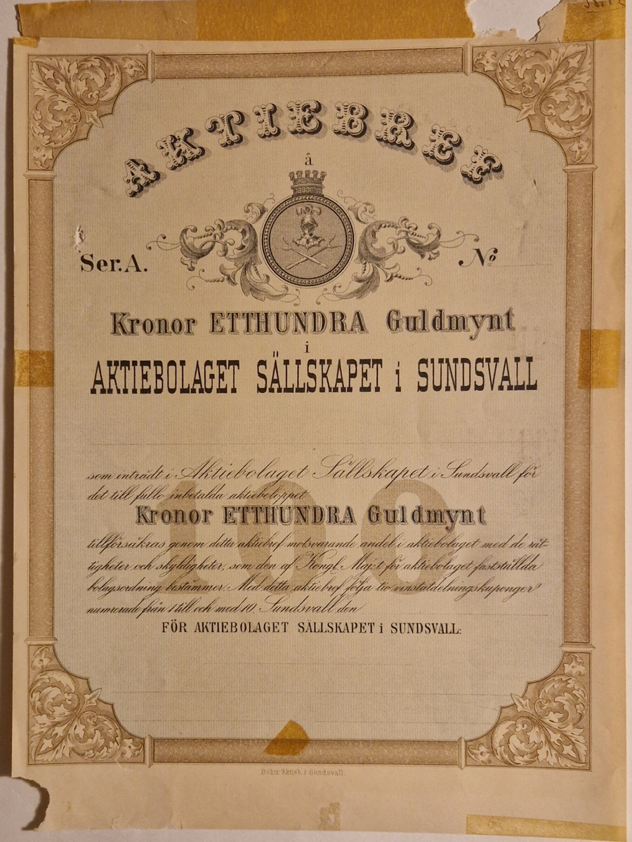 Aktiebrev, 13 stycken