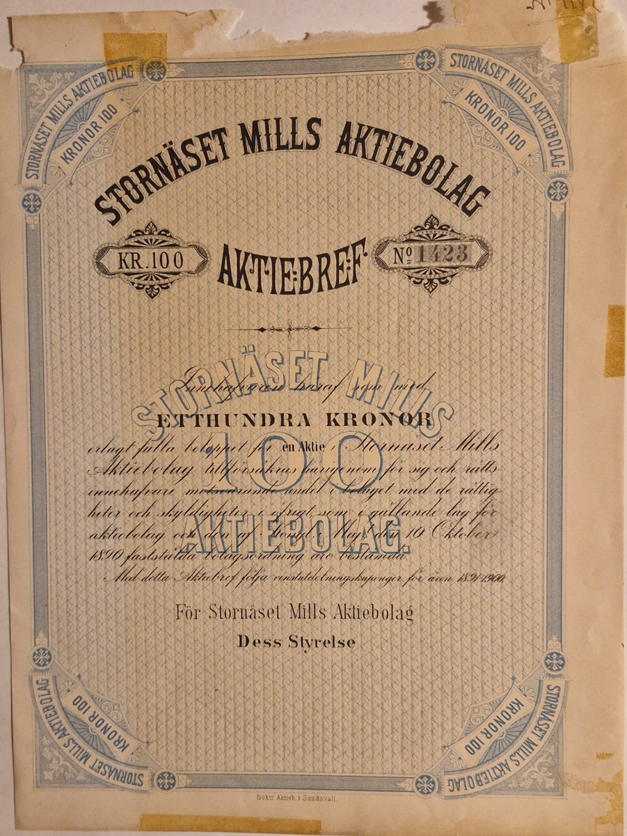 Aktiebrev, 13 stycken