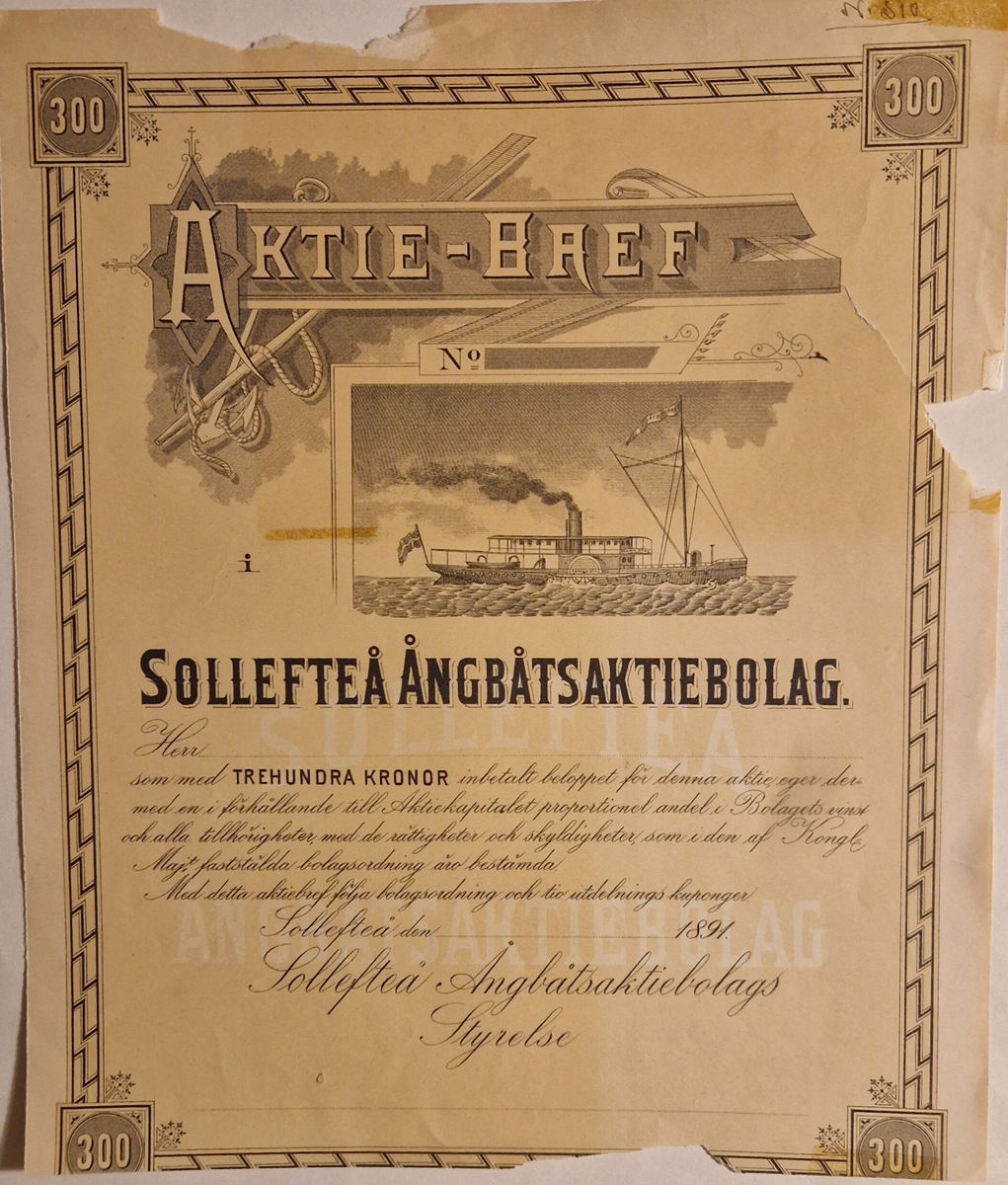 Aktiebrev, 13 stycken