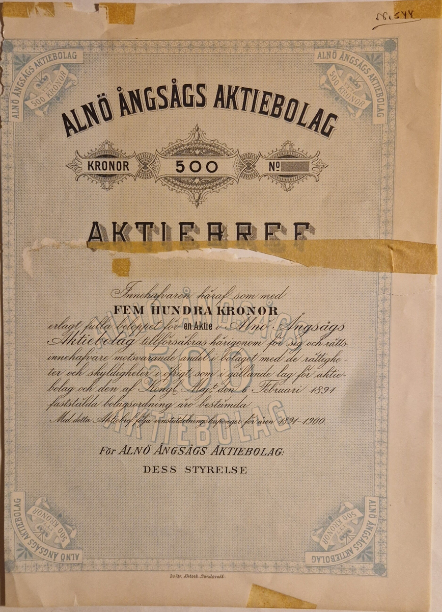 Aktiebrev, 13 stycken