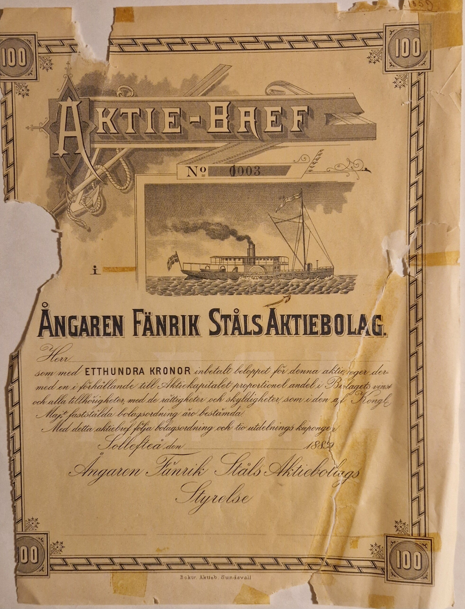 Aktiebrev, 13 stycken