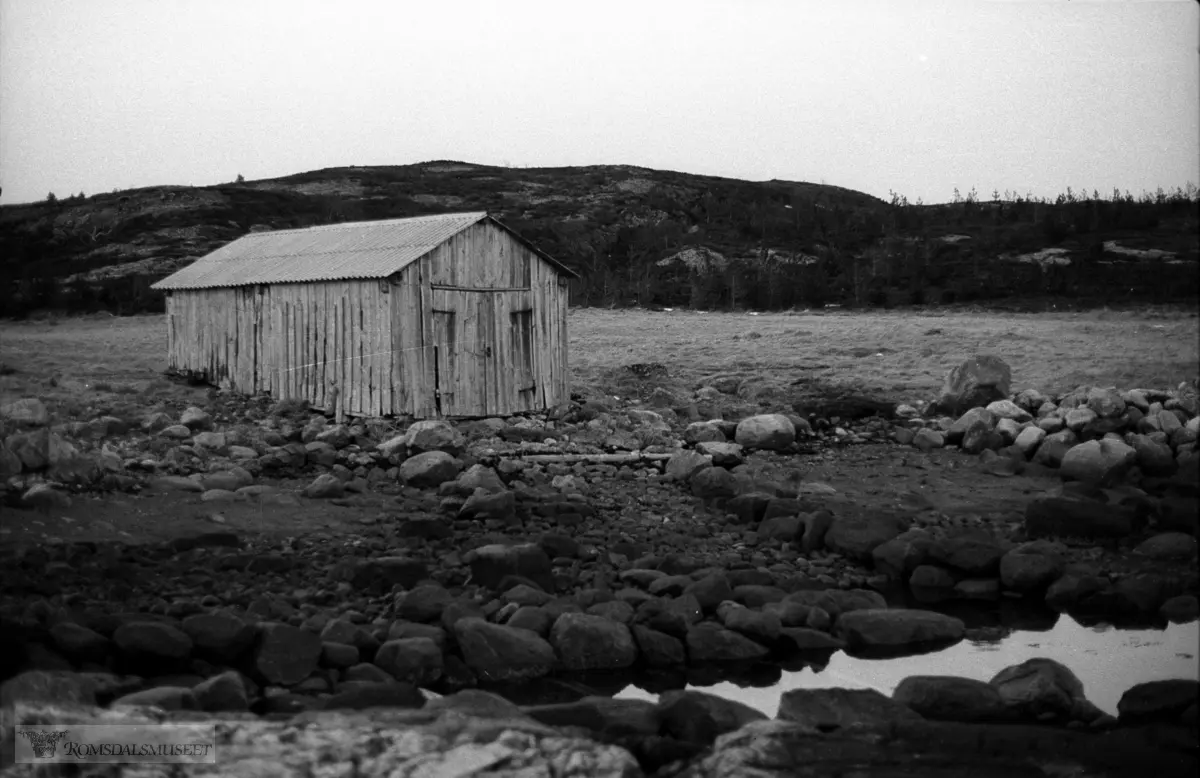 Naust og stø. Kjørsvika..Detalj nordøstre langvegg: trenagler.