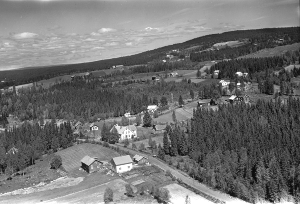 Flyfoto av bedehuset Åsheim, Nybygda, Ringsaker.