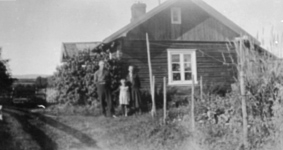 Vang H, husmannsplassen Ødegård, Raustua, under Famen gård, Mina Olsen (1880-1958) født Johansdatter Stenberg, barnebarnet Lillian, Oskar Olsen (1884-1964),