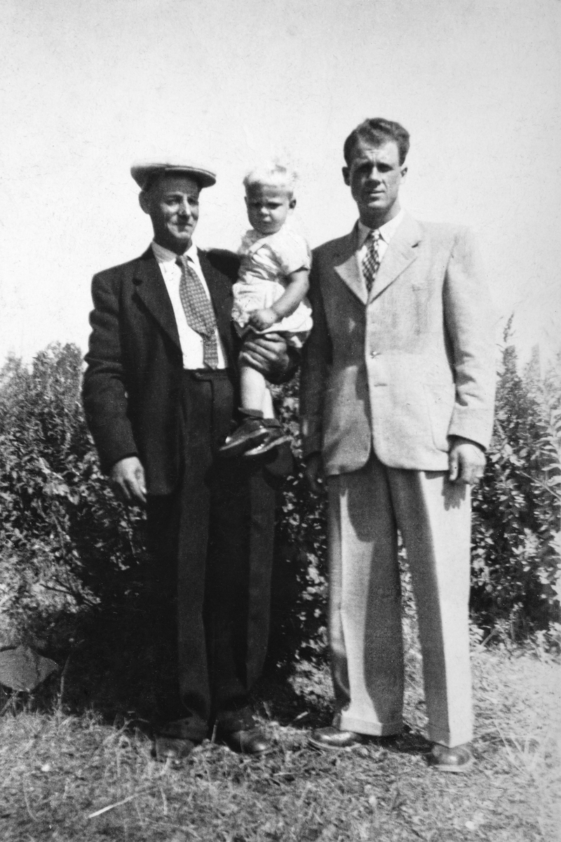 3 generasjoner Nyhagen. Petter Nyhagen og sønnen Oddvar Slettvoll og hans sønn Bjørn Slettvoll. 
Slettvold (100/2) i Vang. 