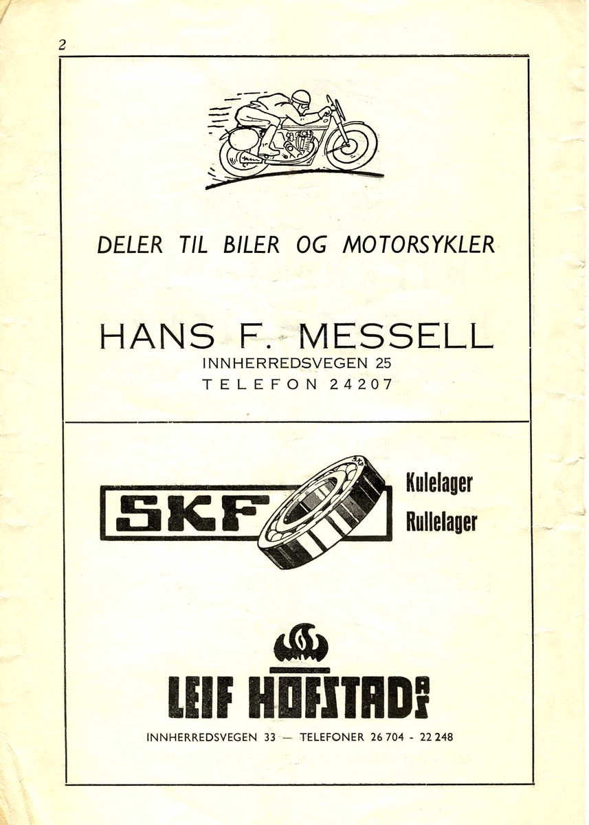 Program for Internasjonalt Hastighetsløp for biler og motorsykler på Tempebanen