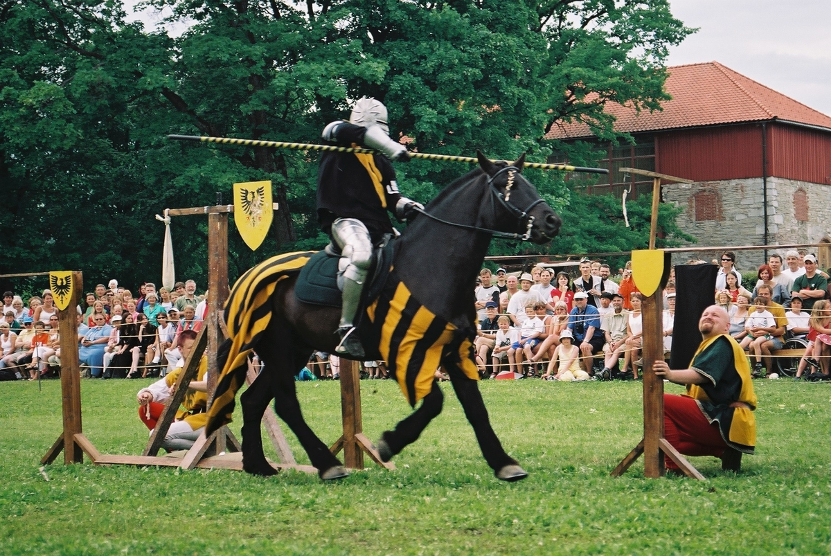 Middelalderdagen. 
Middelalderfestival, Hamar, Domkirkeodden, 2002. 
Ridderturnering. 