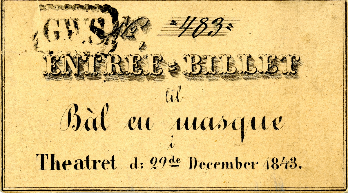 Inngangs- og plassbilletter fra Trondhjems offentlige Theater.