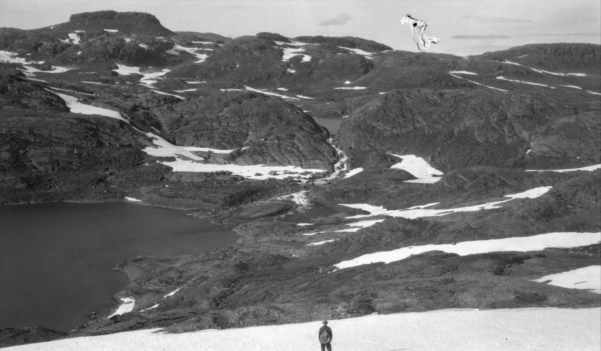 Damstad for Håvardsvann, innfallsosen på Øvre Nybuvann sett frå skråningen under Såto.