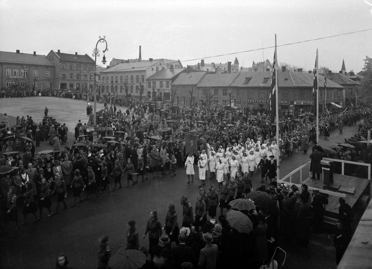 Hamar, Stortorget, 17. mai 1949, Hamar by 100 år, byjubileum 1949,