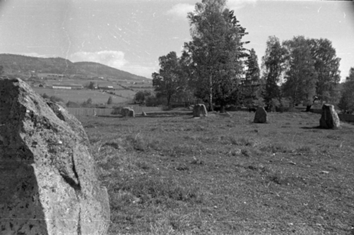 Ringsaker, Moelv, Storgata, Turistvegen, Tolvsteinene, steinkretsen på Ring under Smestad gård, fornminne i Smestadsvingen, 
