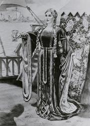 Maleri. Kirsten Flagstad som Isolde i Tristan og Isolde, ope